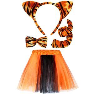 7322 4 Pieces Tiger Costume Adult Animal Costume Tiger Headband